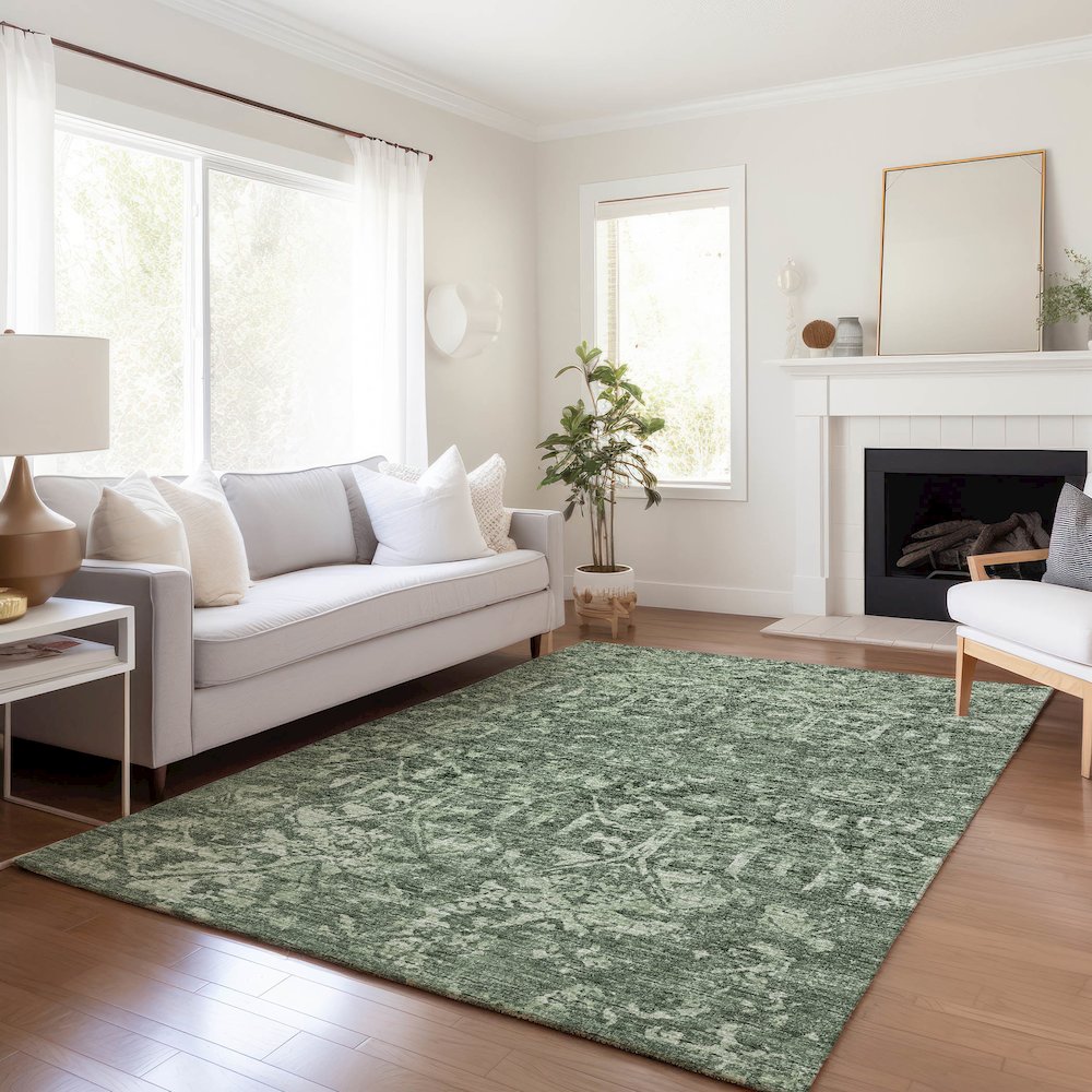 Premium Machine Washable Mayfield  Green 10' x 14' Rug. Picture 6