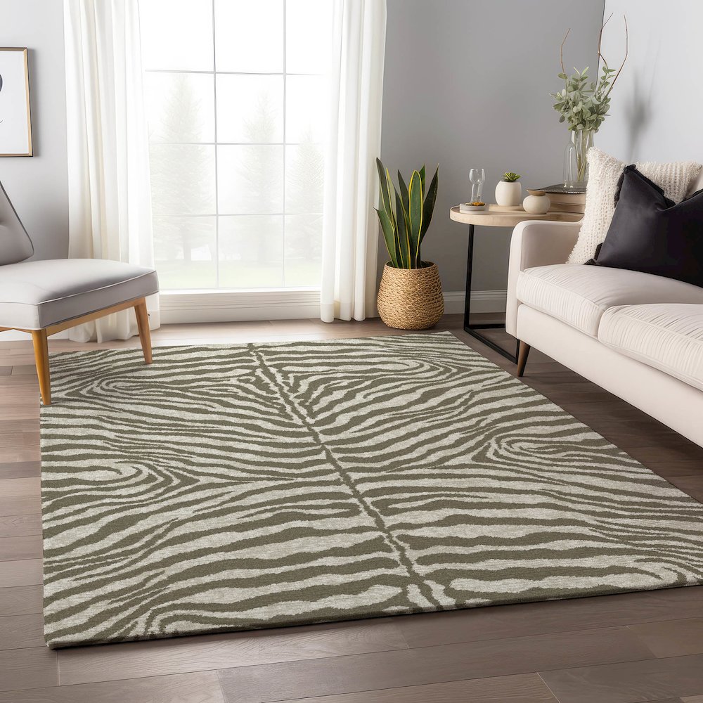 Premium Machine Washable Mayfield  Taupe 10' x 14' Rug. Picture 5