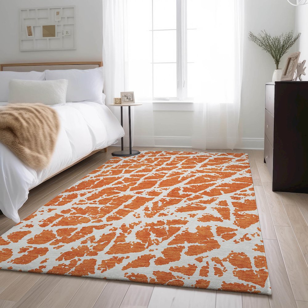 Premium Machine Washable Mayfield  Orange 10' x 14' Rug. Picture 5