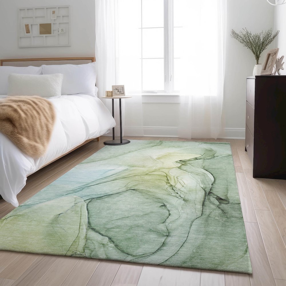 Premium Machine Washable Mayfield  Green 10' x 14' Rug. Picture 5