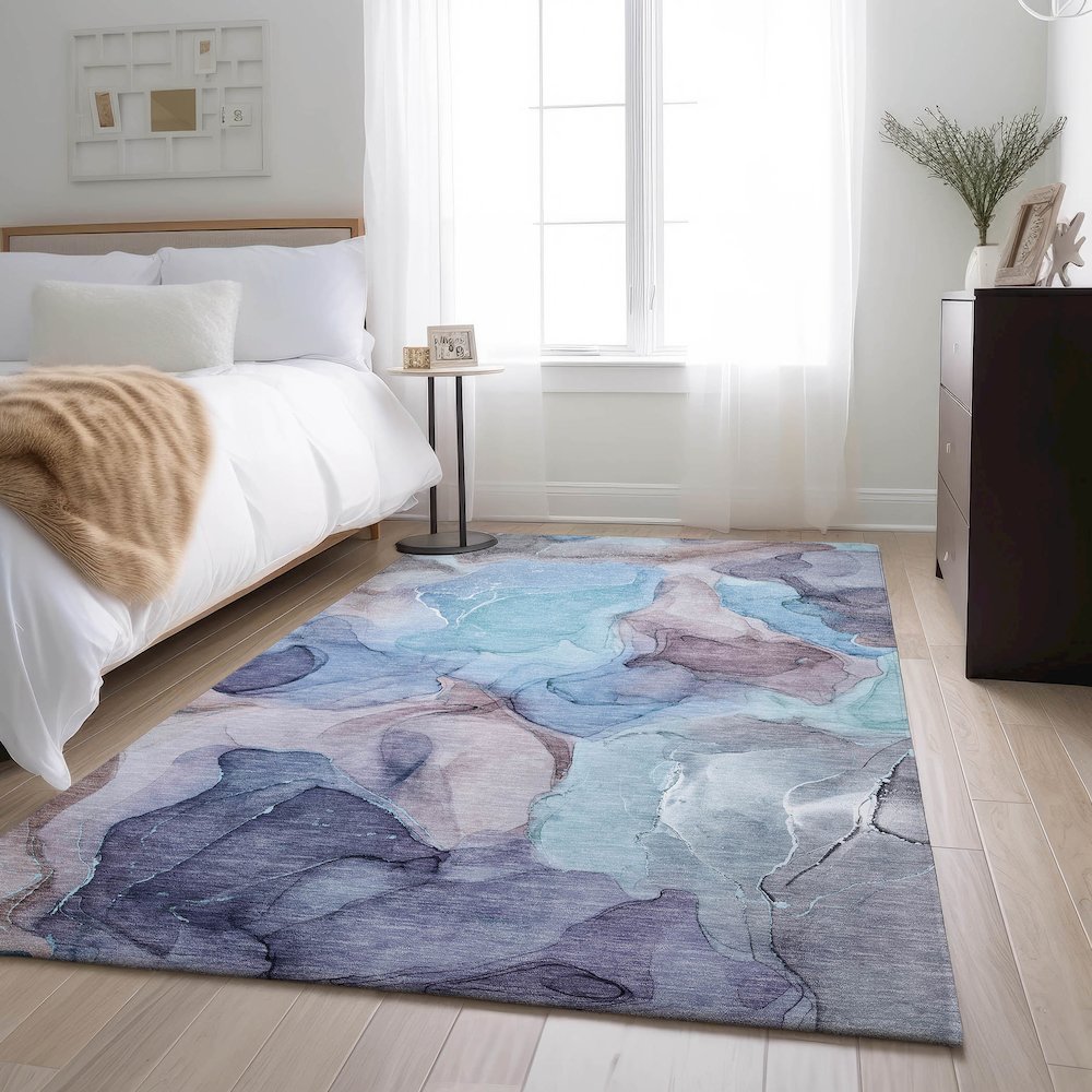 Premium Machine Washable Mayfield  Navy 10' x 14' Rug. Picture 5