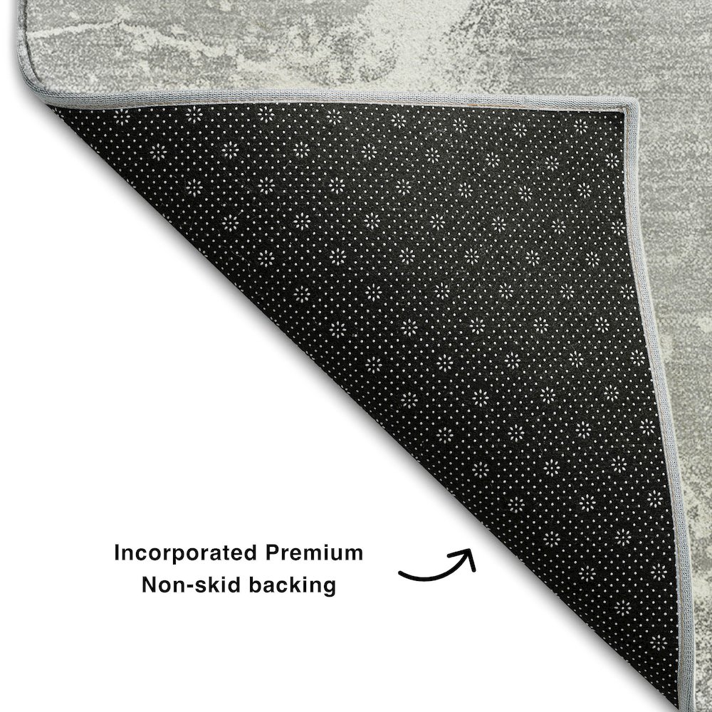 Premium Machine Washable Mayfield  Gray 8' x 8' Round Rug. Picture 2