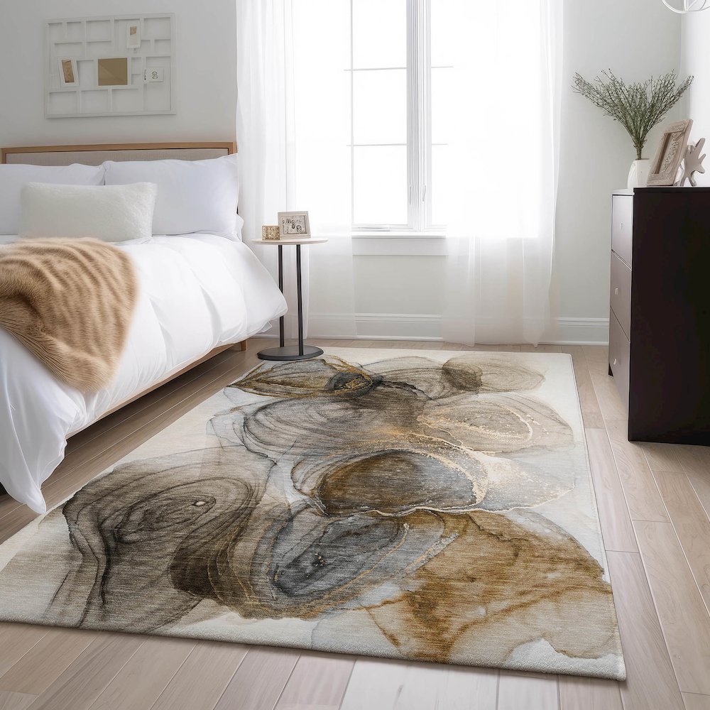 Premium Machine Washable Mayfield  Brown 10' x 14' Rug. Picture 5