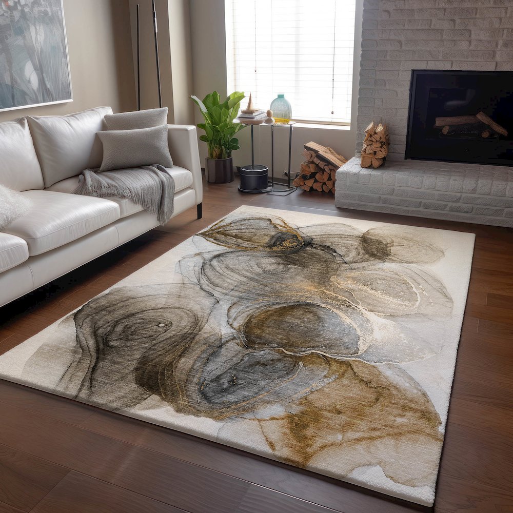 Premium Machine Washable Mayfield  Brown 10' x 14' Rug. Picture 6