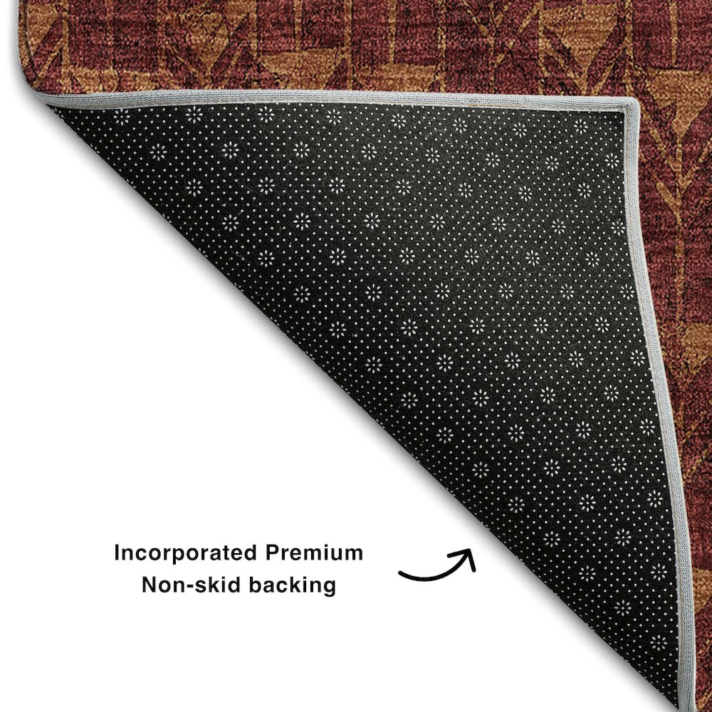 Premium Machine Washable Mayfield  Burgundy 8' x 8' Round Rug. Picture 2