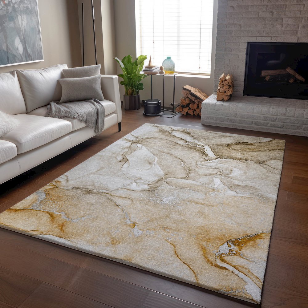 Premium Machine Washable Mayfield  Brown 10' x 14' Rug. Picture 6