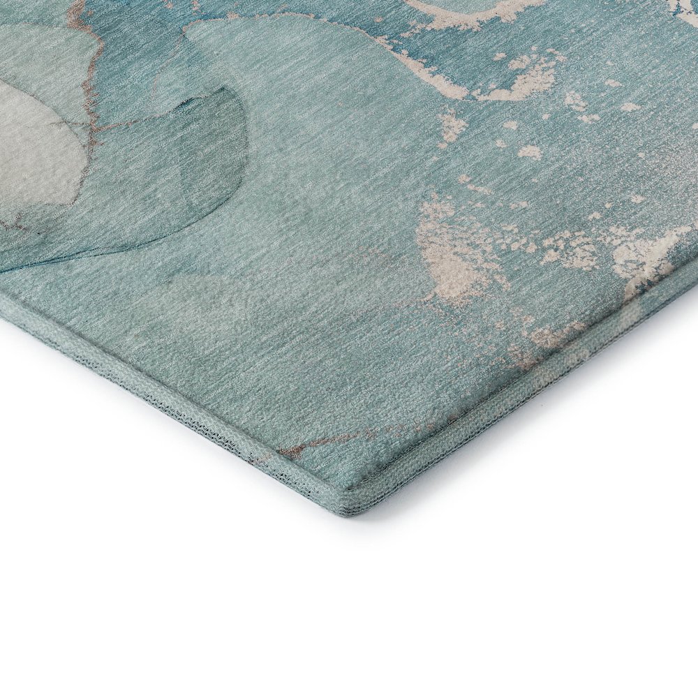 Premium Machine Washable Mayfield  Teal 8' x 8' Round Rug. Picture 3