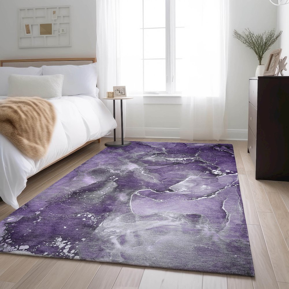 Premium Machine Washable Mayfield  Purple 10' x 14' Rug. Picture 5