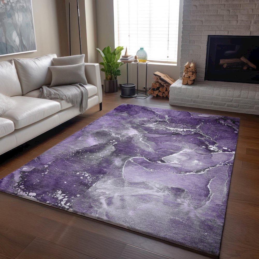 Premium Machine Washable Mayfield  Purple 10' x 14' Rug. Picture 6