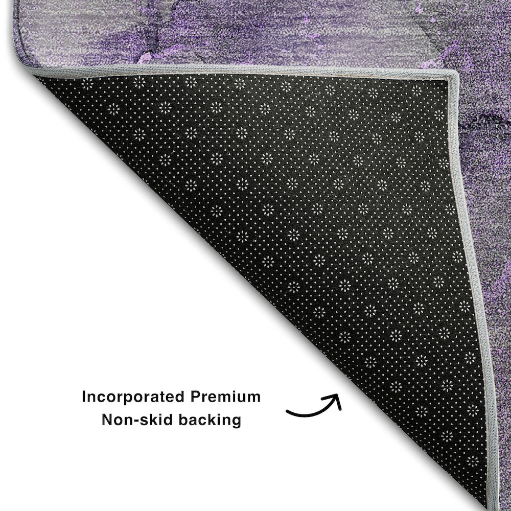 Premium Machine Washable Mayfield  Purple 8' x 8' Round Rug. Picture 2