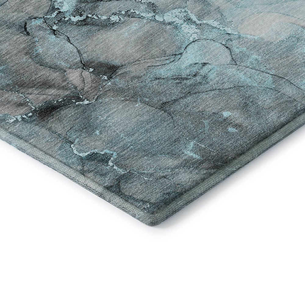 Premium Machine Washable Mayfield  Teal 8' x 8' Round Rug. Picture 3