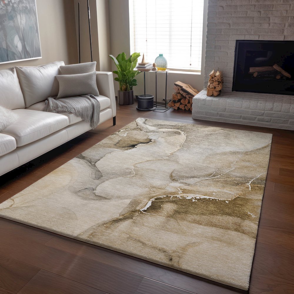 Premium Machine Washable Mayfield  Beige 10' x 14' Rug. Picture 6