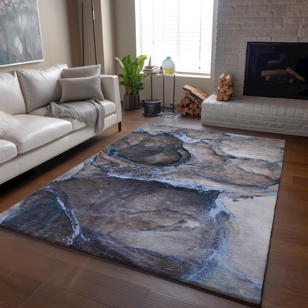 Premium Machine Washable Mayfield  Navy 10' x 14' Rug. Picture 6