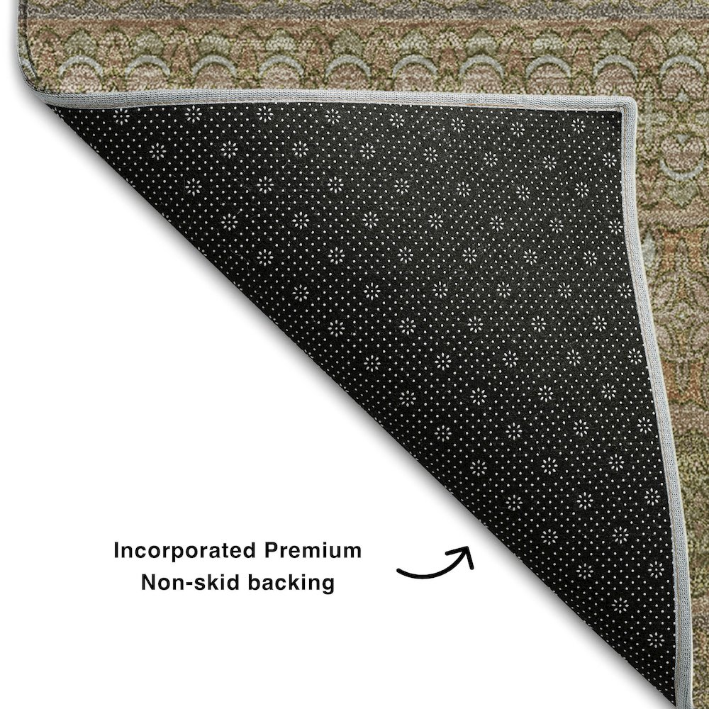 Premium Machine Washable Mayfield  Khaki 8' x 8' Round Rug. Picture 2