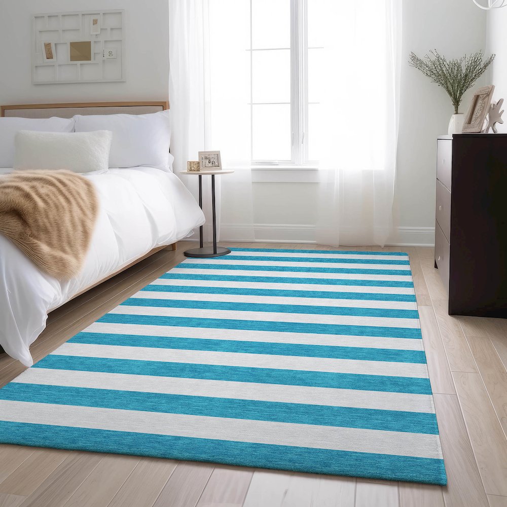 Premium Machine Washable Mayfield  Teal 10' x 14' Rug. Picture 5