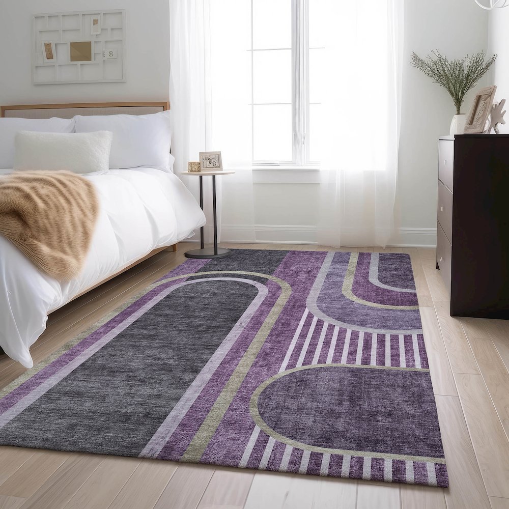 Premium Machine Washable Mayfield  Purple 10' x 14' Rug. Picture 5