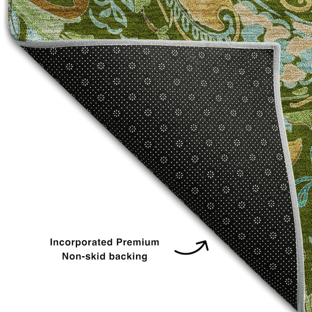 Premium Machine Washable Mayfield  Green 8' x 8' Round Rug. Picture 2