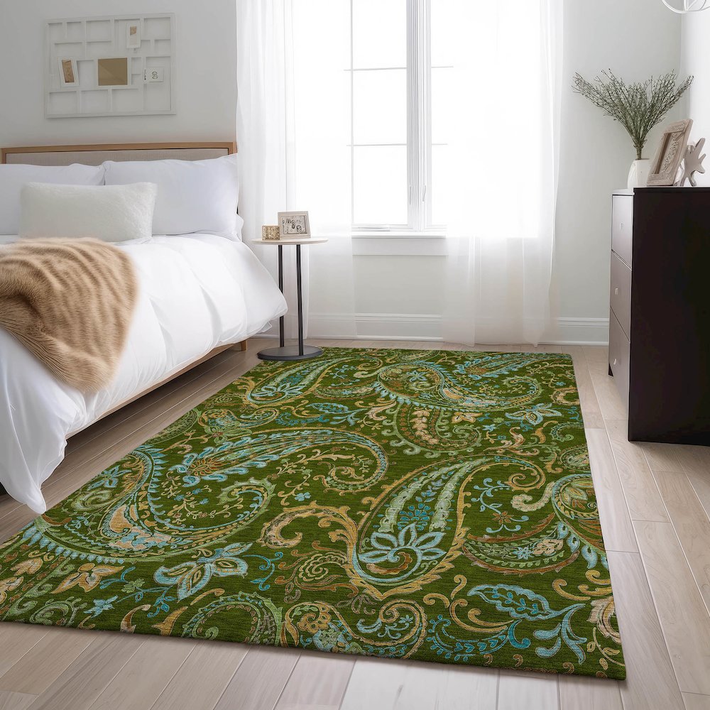 Premium Machine Washable Mayfield  Green 10' x 14' Rug. Picture 5