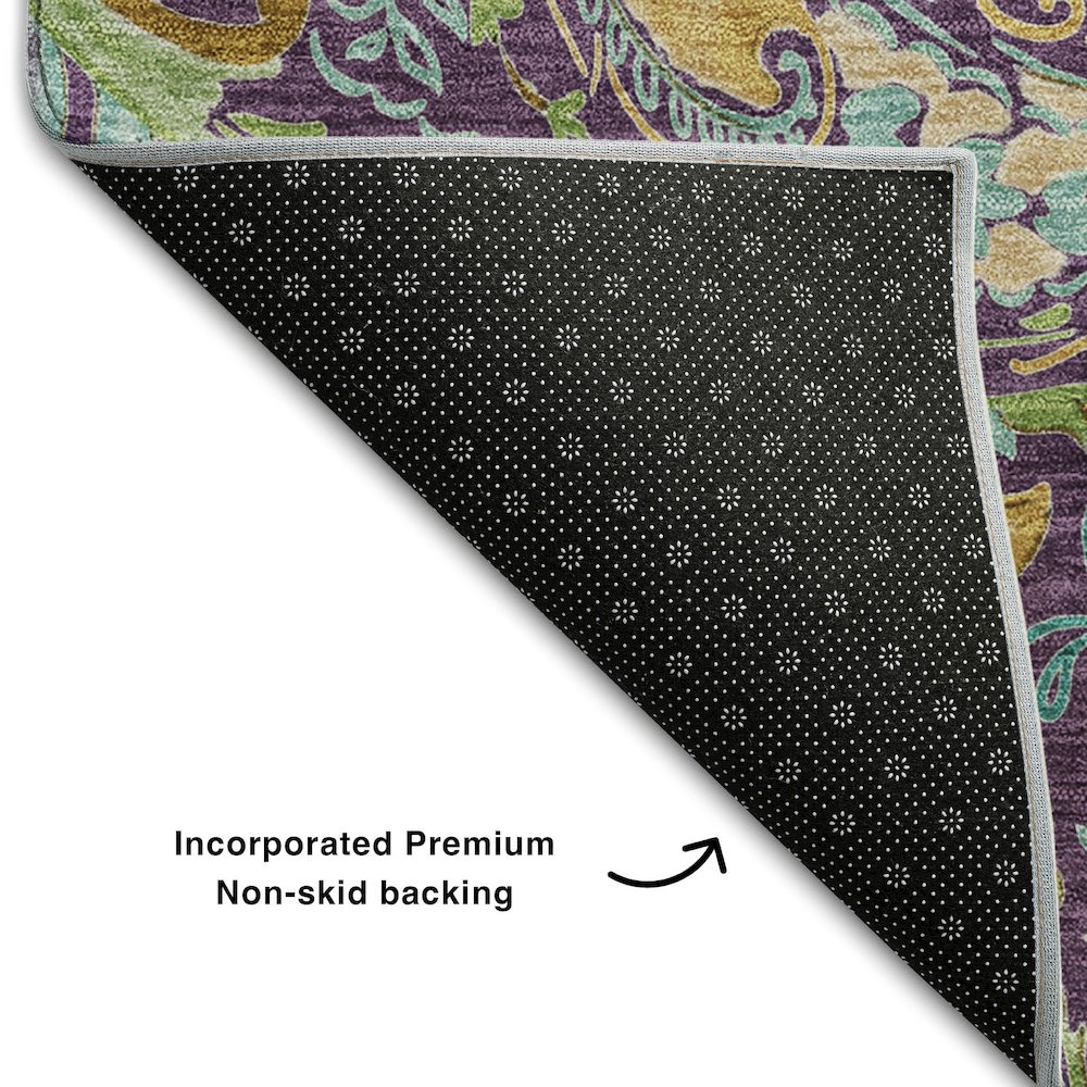 Premium Machine Washable Mayfield  Purple 8' x 8' Round Rug. Picture 2