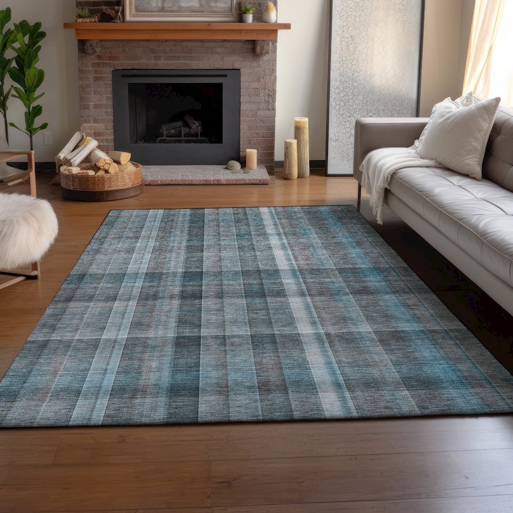 Premium Machine Washable Mayfield  Teal 10' x 14' Rug. Picture 6
