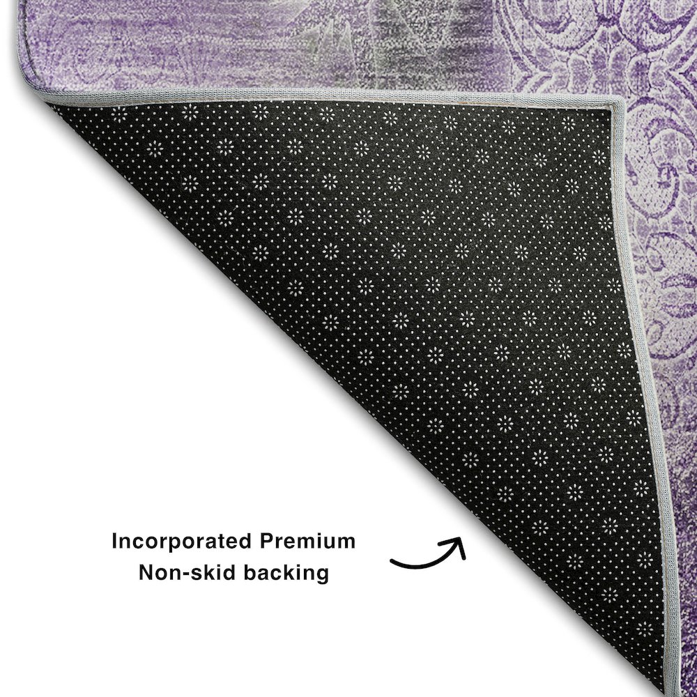 Premium Machine Washable Mayfield  Purple 8' x 8' Round Rug. Picture 2