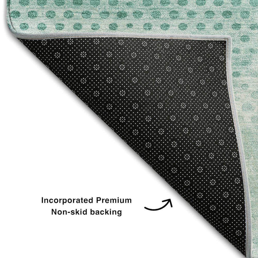 Premium Machine Washable Mayfield  Teal 8' x 8' Round Rug. Picture 2