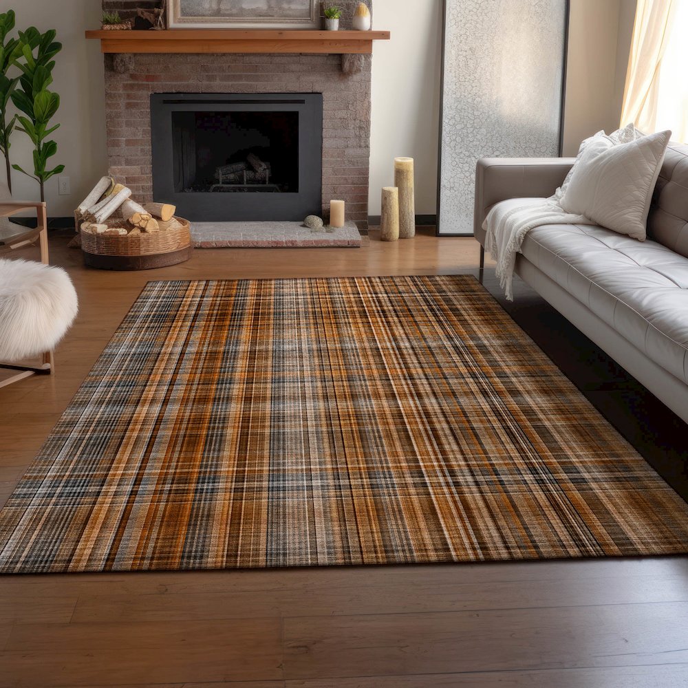 Premium Machine Washable Mayfield  Terracotta 10' x 14' Rug. Picture 6