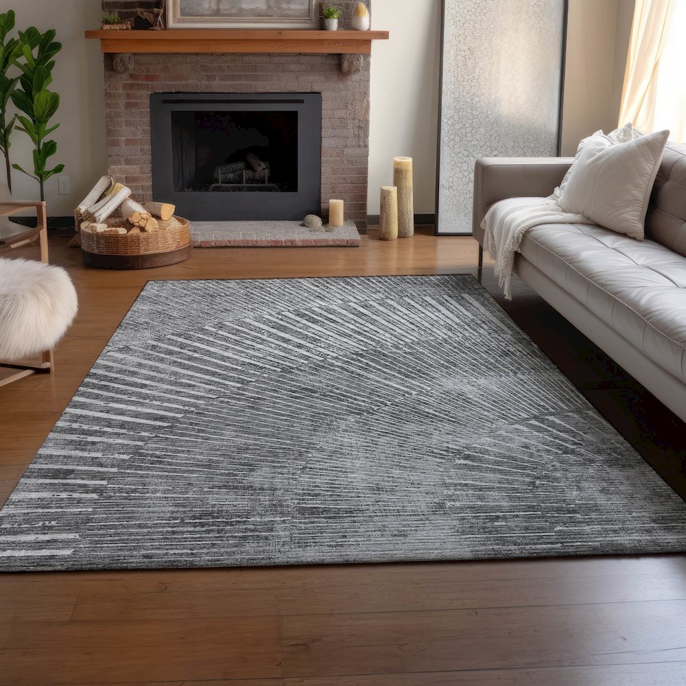 Premium Machine Washable Mayfield  Gray 10' x 14' Rug. Picture 6