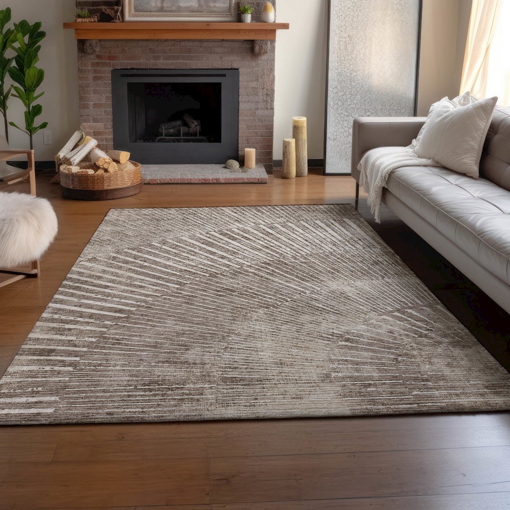 Premium Machine Washable Mayfield  Taupe 10' x 14' Rug. Picture 6