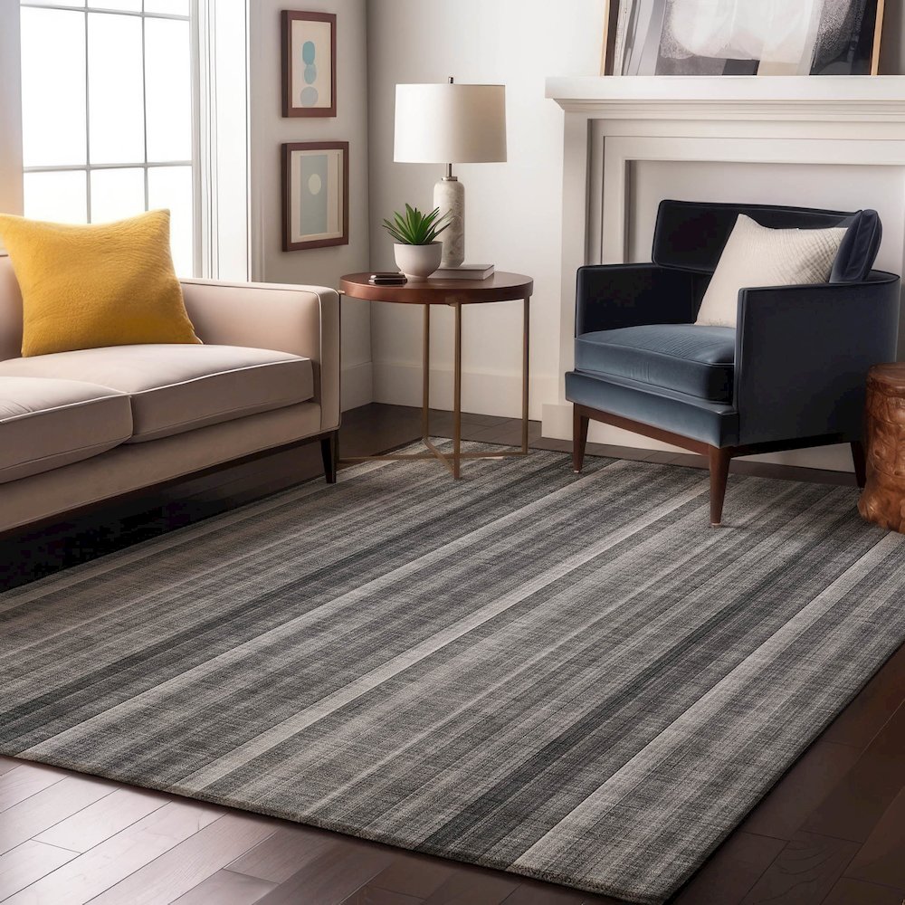 Premium Machine Washable Mayfield  Gray 10' x 14' Rug. Picture 5
