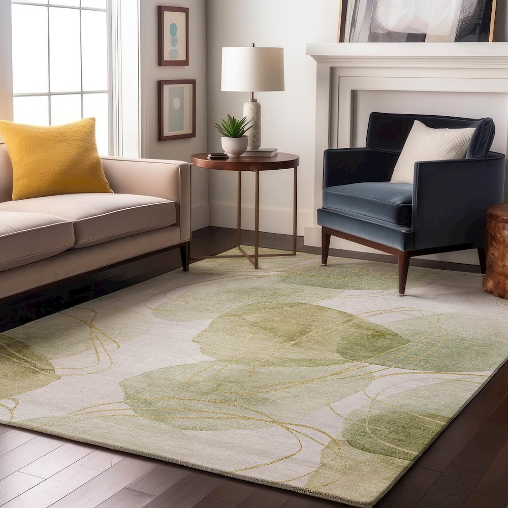 Premium Machine Washable Mayfield  Green 10' x 14' Rug. Picture 5