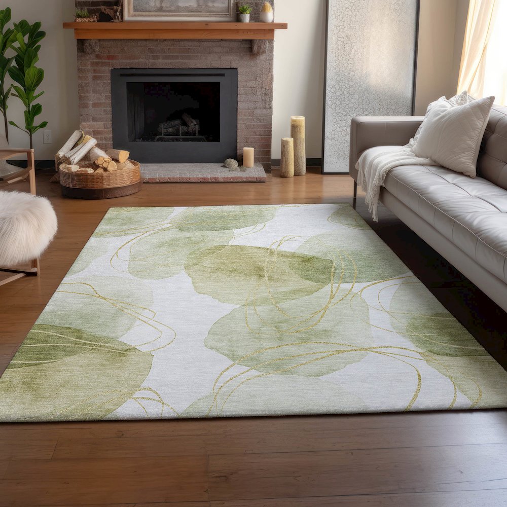 Premium Machine Washable Mayfield  Green 10' x 14' Rug. Picture 6