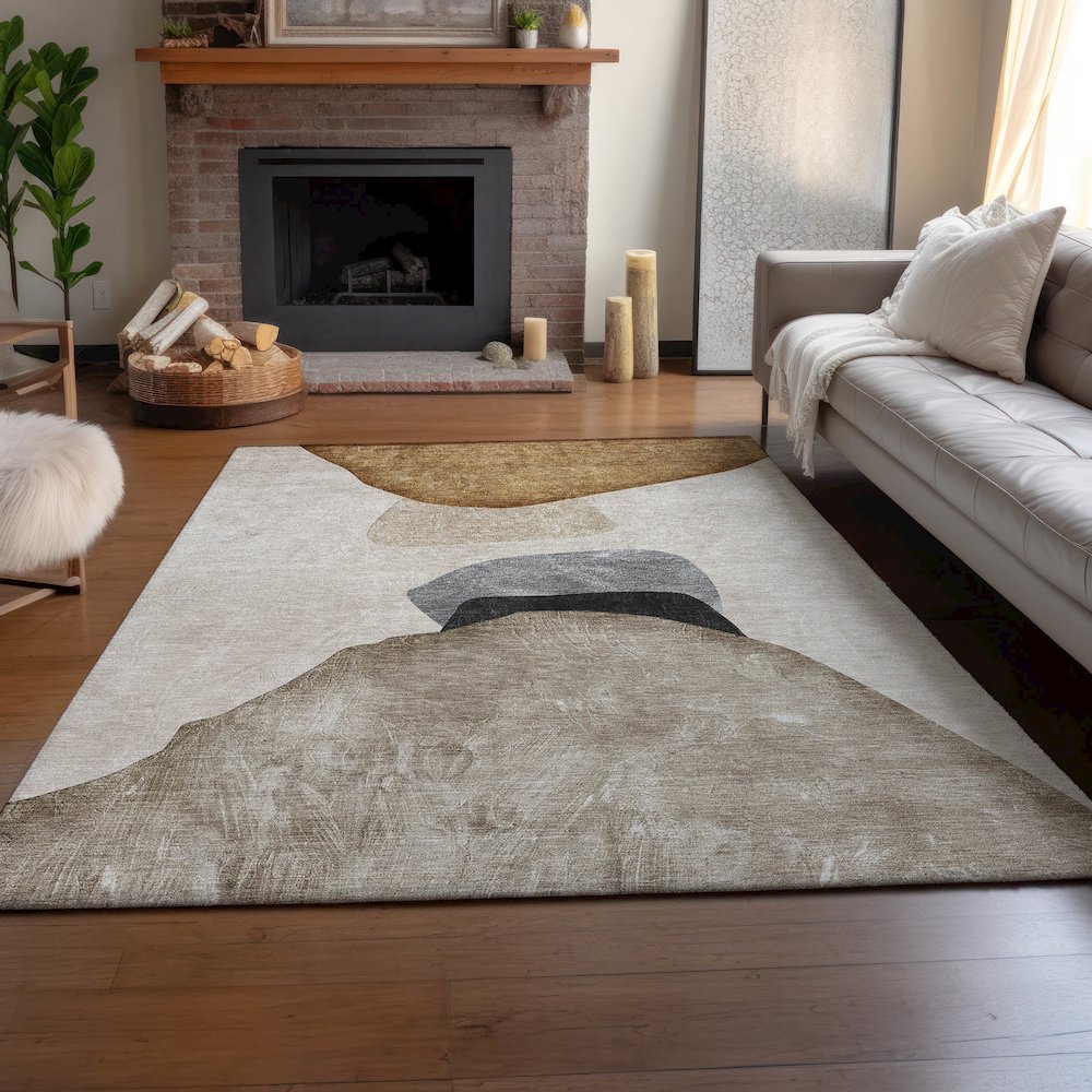 Premium Machine Washable Mayfield  Brown 10' x 14' Rug. Picture 6
