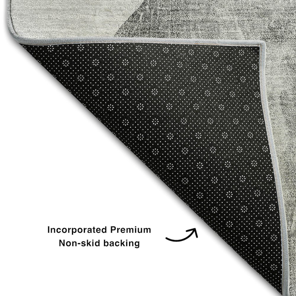 Premium Machine Washable Mayfield  Gray 8' x 8' Round Rug. Picture 2