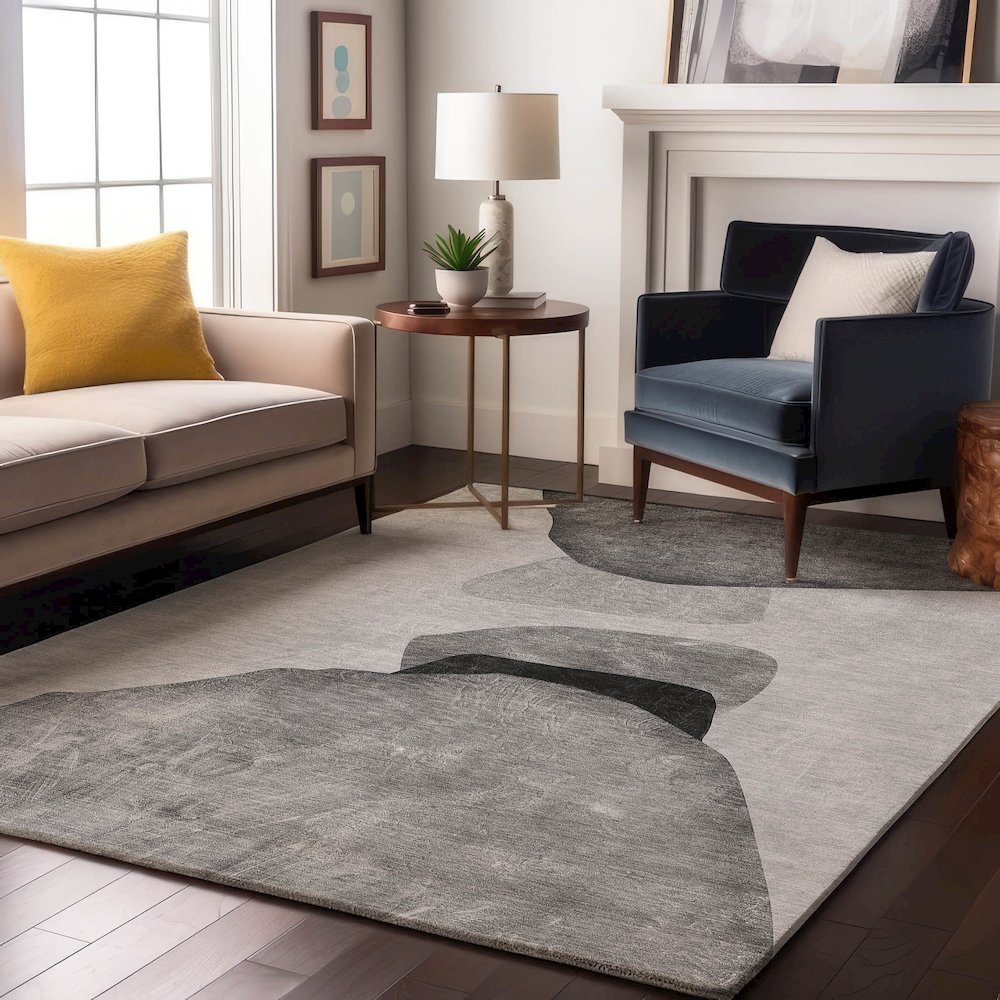 Premium Machine Washable Mayfield  Gray 10' x 14' Rug. Picture 5