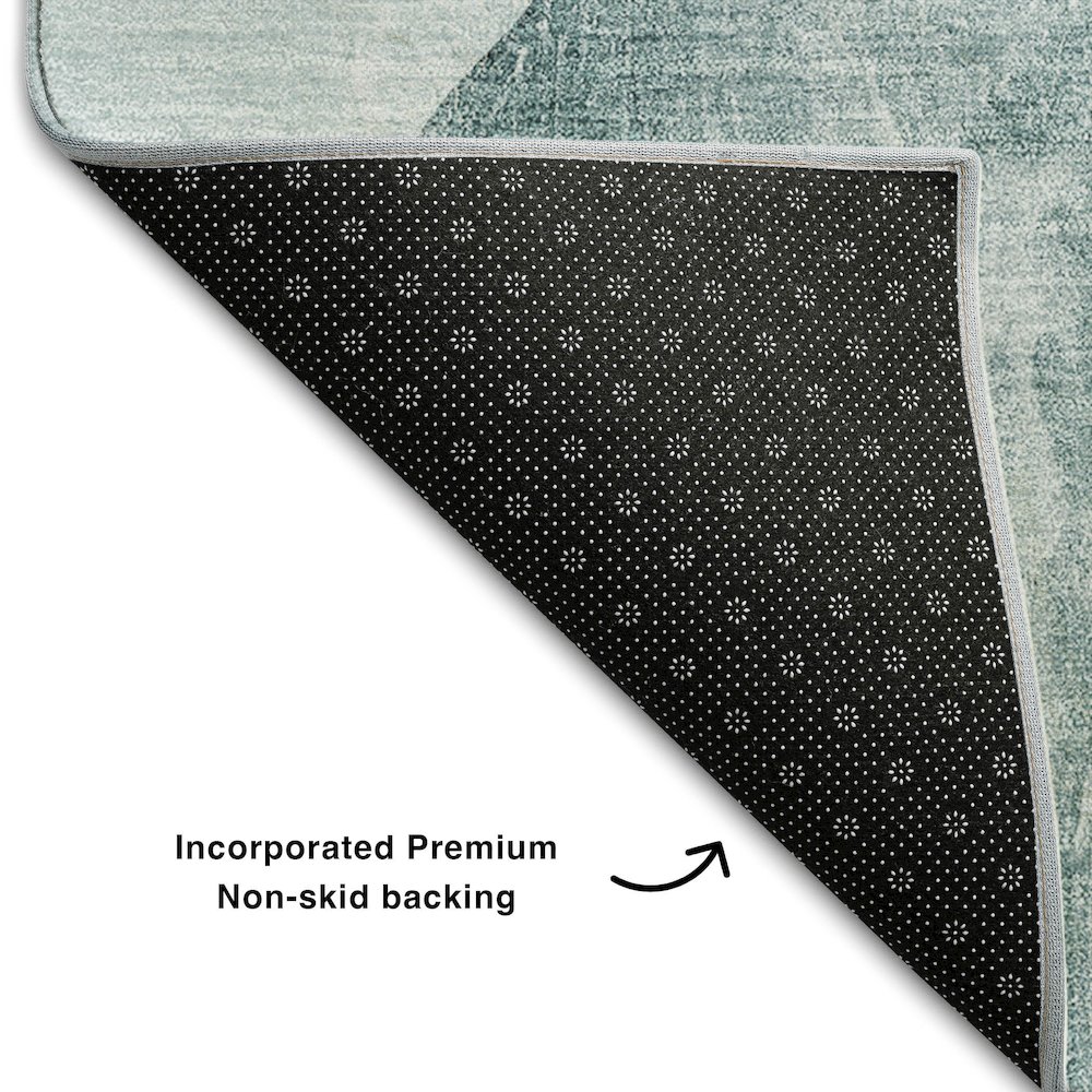 Premium Machine Washable Mayfield  Teal 8' x 8' Round Rug. Picture 2