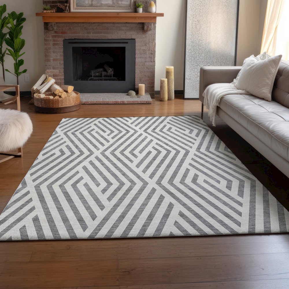 Premium Machine Washable Mayfield  Gray 10' x 14' Rug. Picture 6
