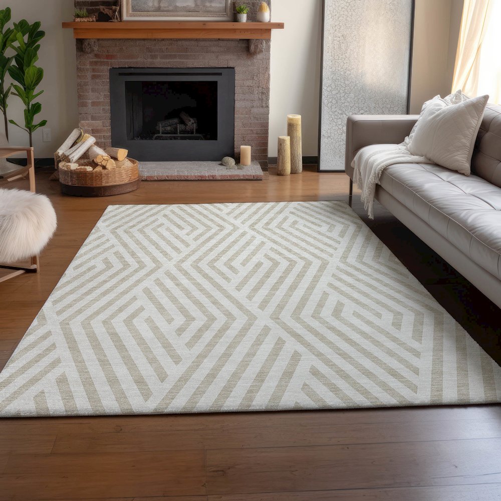 Premium Machine Washable Mayfield  Ivory 10' x 14' Rug. Picture 6