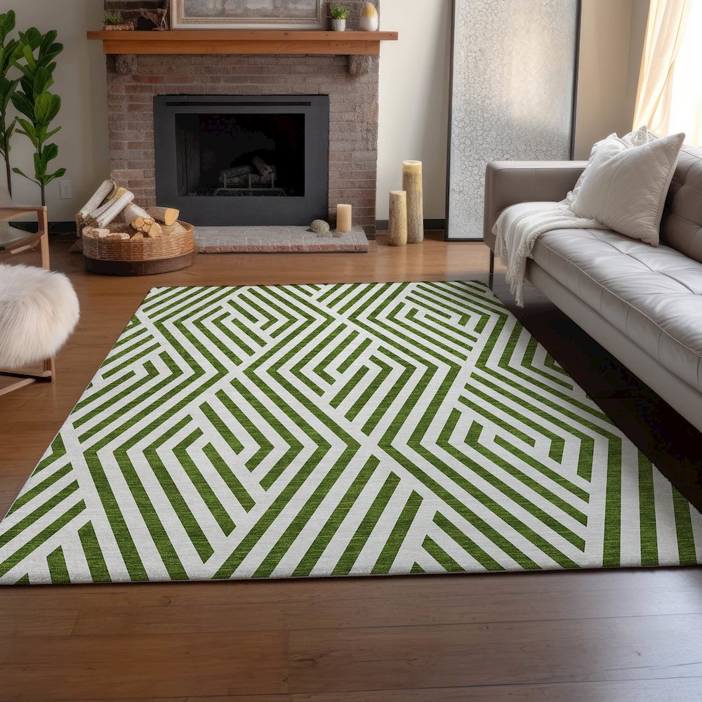 Premium Machine Washable Mayfield  Olive 10' x 14' Rug. Picture 6