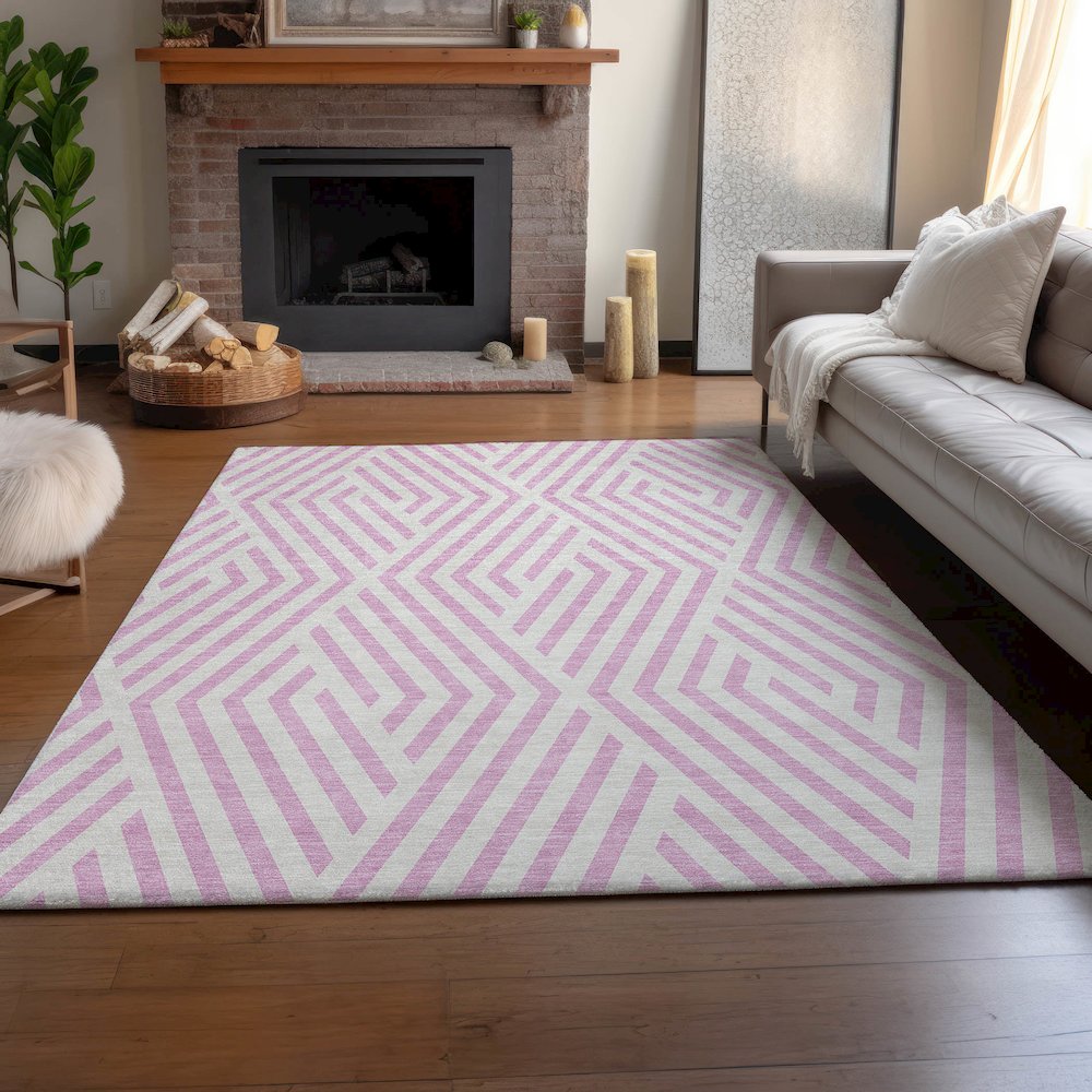 Premium Machine Washable Mayfield  Pink 10' x 14' Rug. Picture 6