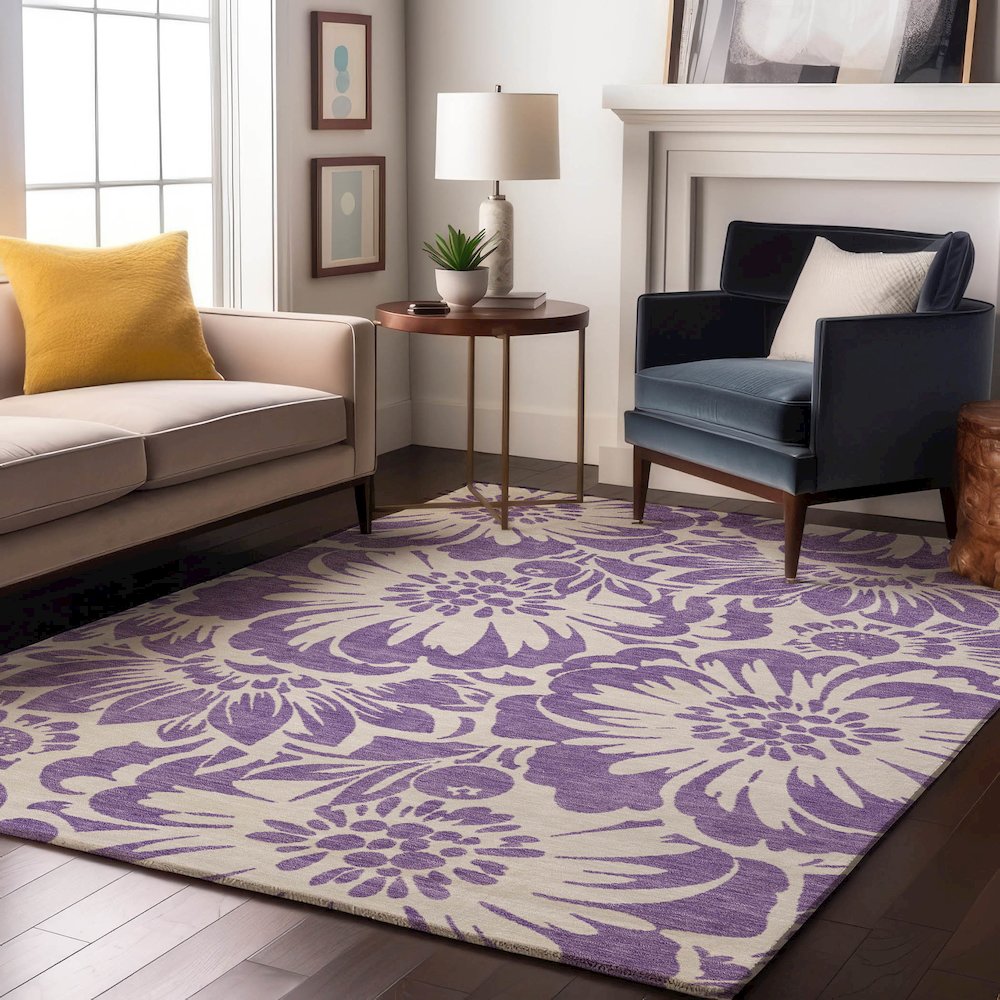 Premium Machine Washable Mayfield  Purple 10' x 14' Rug. Picture 5