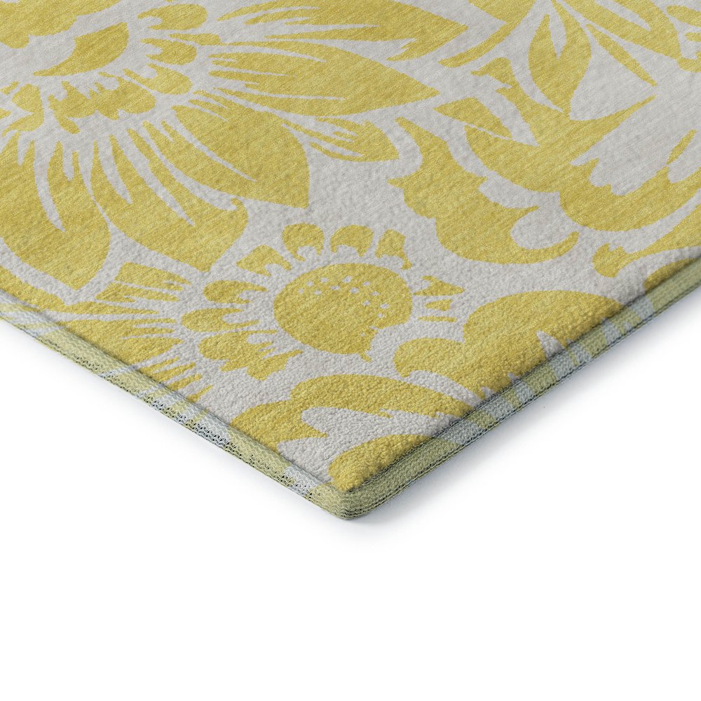 Premium Machine Washable Mayfield  Yellow 8' x 8' Round Rug. Picture 3