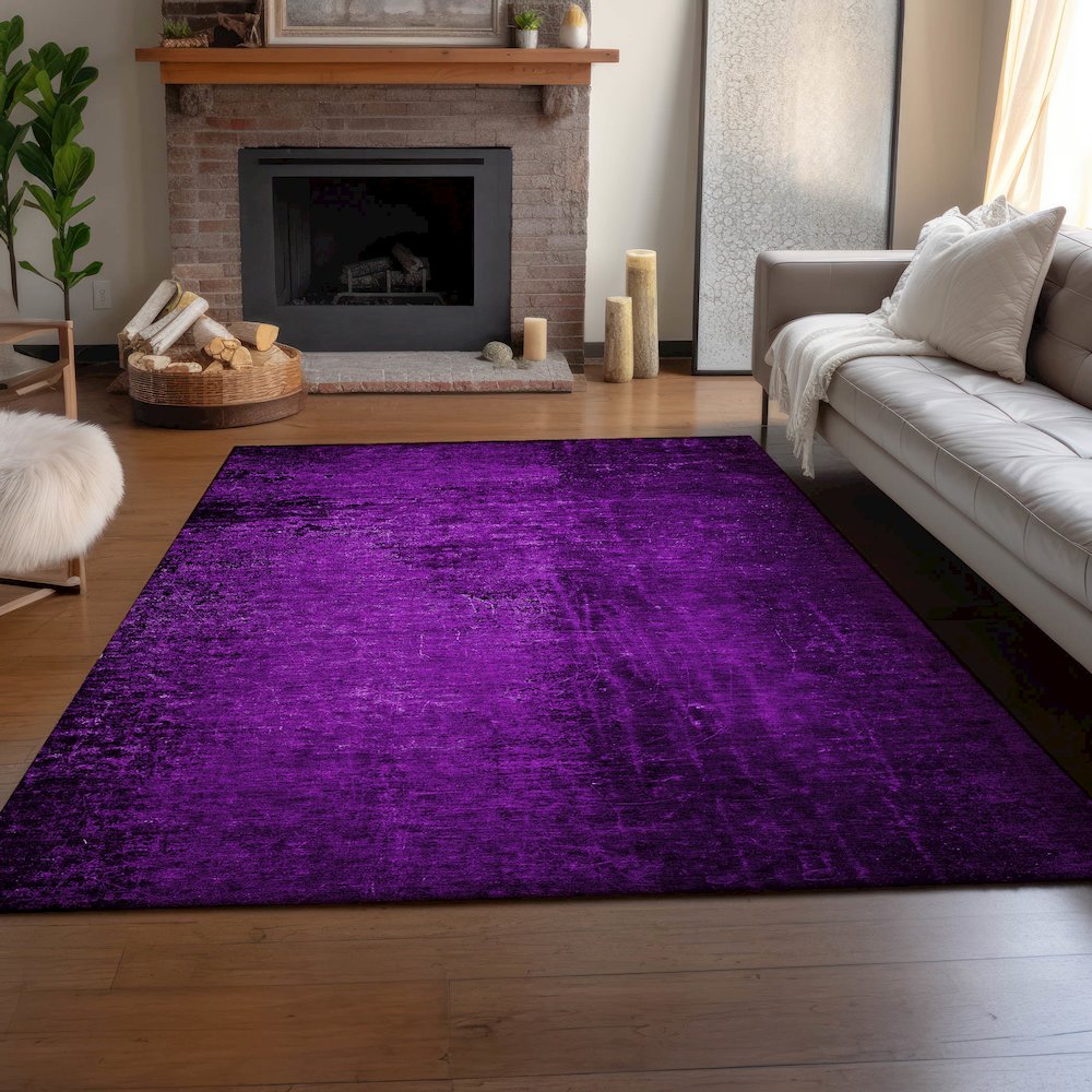Premium Machine Washable Mayfield  Purple 10' x 14' Rug. Picture 6