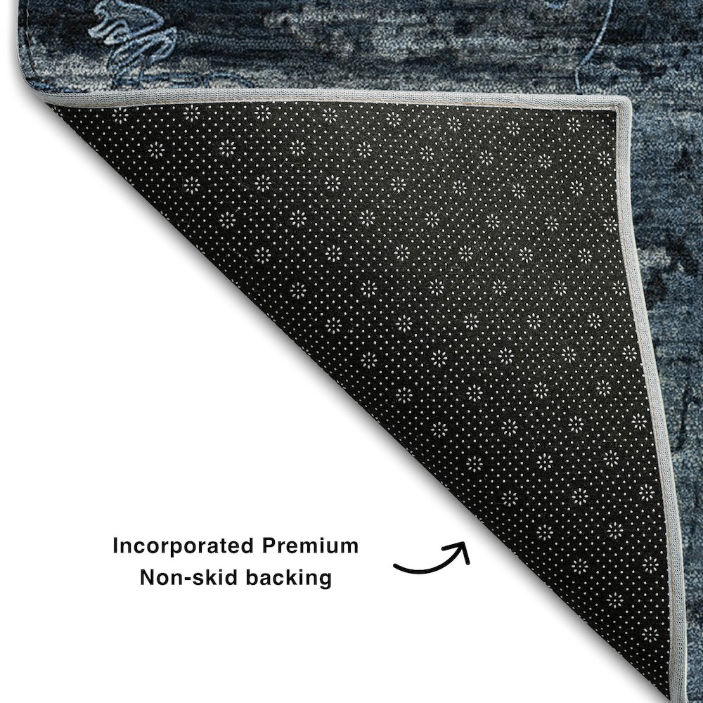Premium Machine Washable Mayfield  Denim 8' x 8' Round Rug. Picture 2