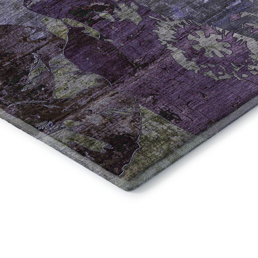 Premium Machine Washable Mayfield  Purple 8' x 8' Round Rug. Picture 3