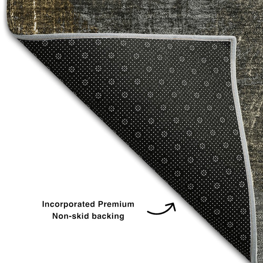 Premium Machine Washable Mayfield  Brown 8' x 8' Round Rug. Picture 2