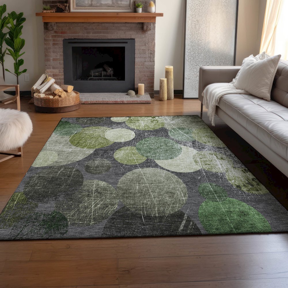 Premium Machine Washable Mayfield  Green 10' x 14' Rug. Picture 6