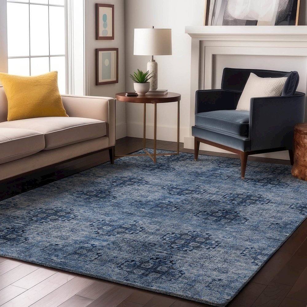 Premium Machine Washable Mayfield  Navy 10' x 14' Rug. Picture 5