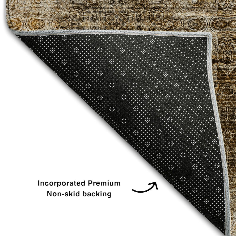 Premium Machine Washable Mayfield  Taupe 8' x 8' Round Rug. Picture 2
