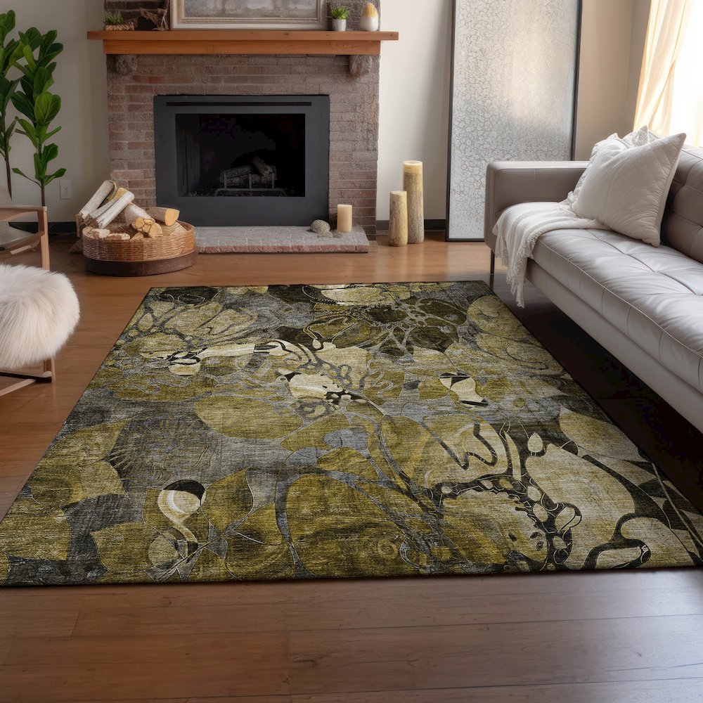 Premium Machine Washable Mayfield  Brown 10' x 14' Rug. Picture 6